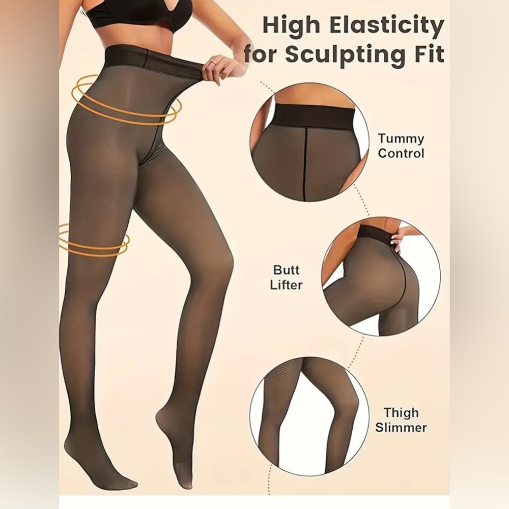 Women's Black Shapewear Tights - Picture 2 of 8